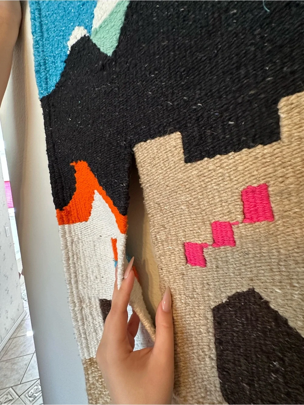 Vintage Handwoven Wool Southwestern Wall Hanging Tapestry Pueblo Desert Boho